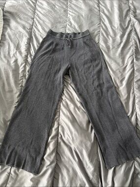 Uniqlo Charcoal Ribbed Wide-Leg Knit Pants